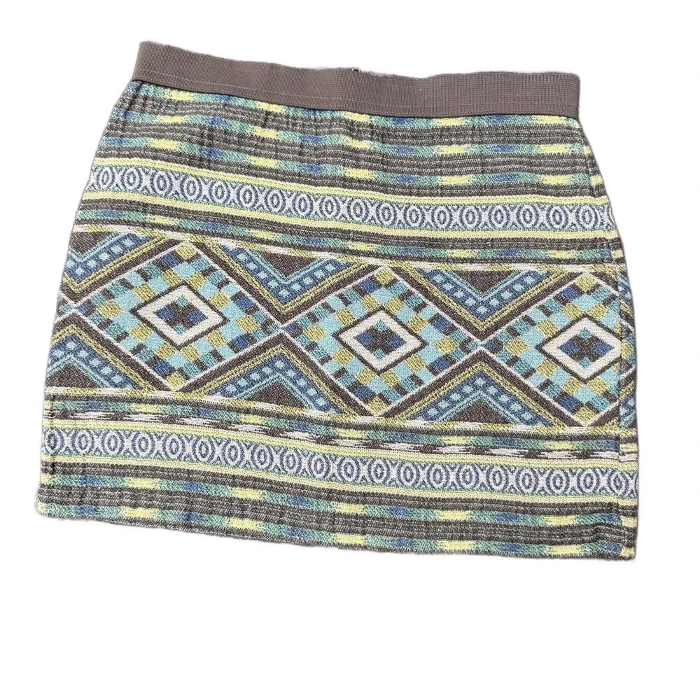 American‎ Eagle Skirt Geometric Southwestern Blue Green Size 0 Boho Mini Skirt